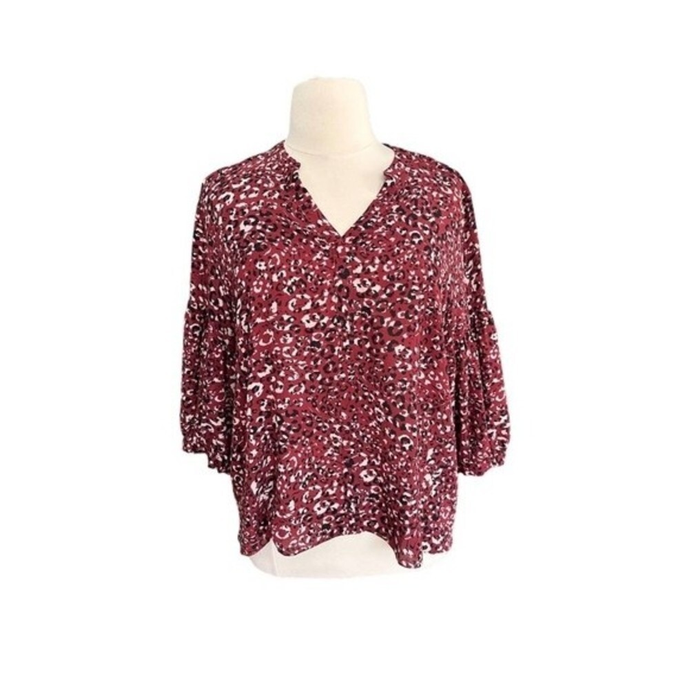 Jennifer Lopez - Leopard/Cheetah Print Women’s Blouse - Rust Black & Tan…